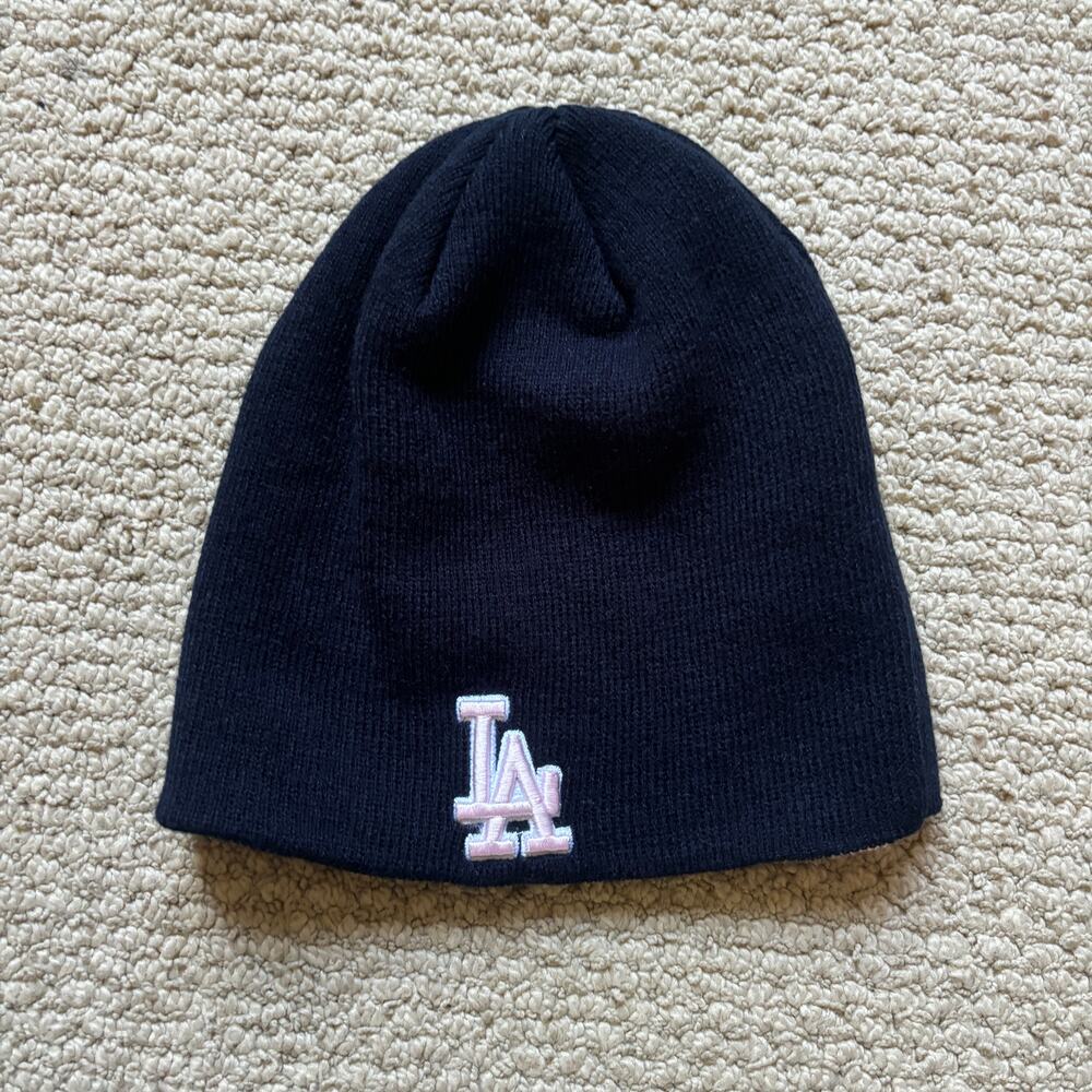 y2k LA Dodgers blue and pink beanie